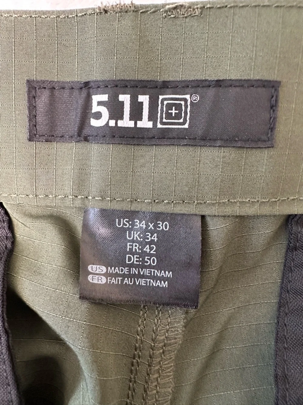 5.11 Tactical Olive Green Men’s Cargo Pants Size 34x30